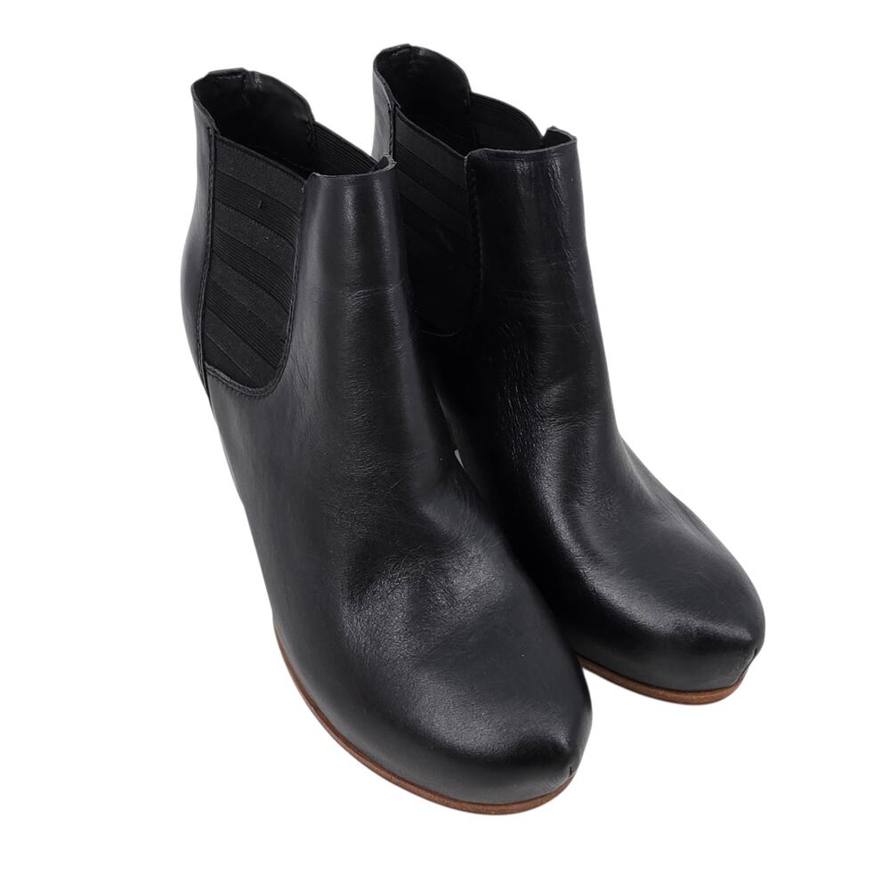 NWOT Kork-Ease Black Leather Shirome Platform Block Heel Ankle Boots Size 6
